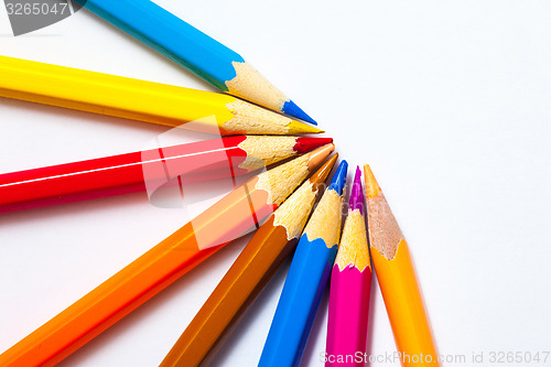 Image of colored pencils on white