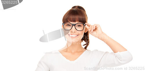 Image of asian woman adjusting eyeglasses