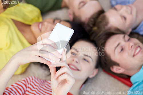 Image of close up of students or friends with smartphones