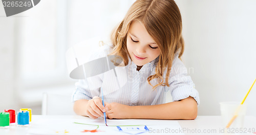 Image of little girl painting at school