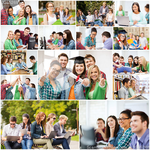 Image of collage with many pictures of college students