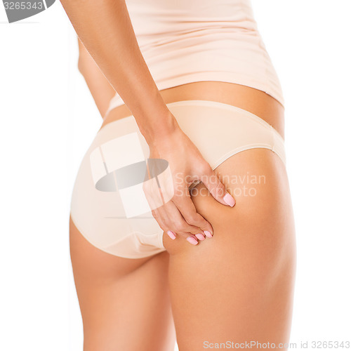 Image of woman in cotton underwear showing slimming concept