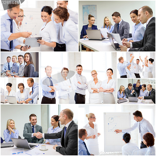 Image of collage with many business people in office