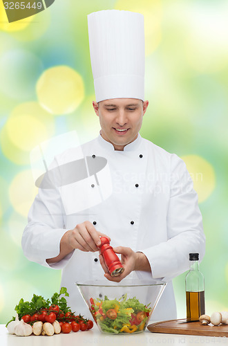 Image of happy male chef cook cooking food