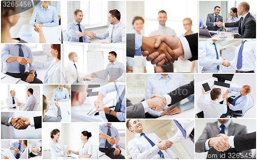 Image of collage with business handshake