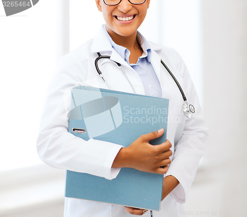 Image of african female doctor in hospital