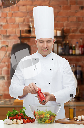 Image of happy male chef cook cooking food