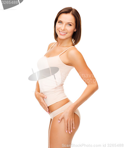 Image of woman in cotton underwear showing slimming concept