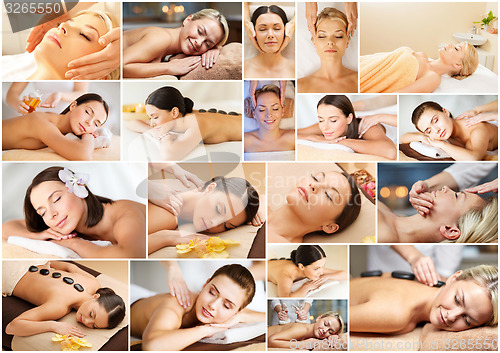 Image of women having facial or body massage in spa salon