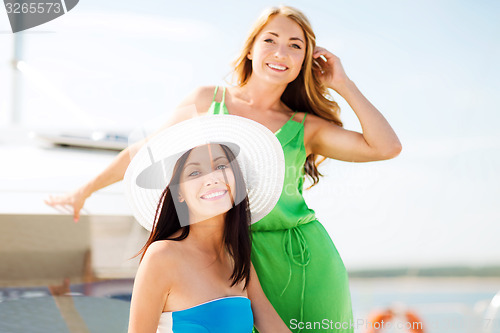 Image of girls on boat or yacht