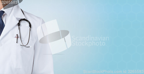 Image of close up of male doctor with stethoscope