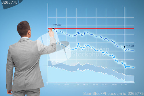 Image of businessman drawing virtual chart