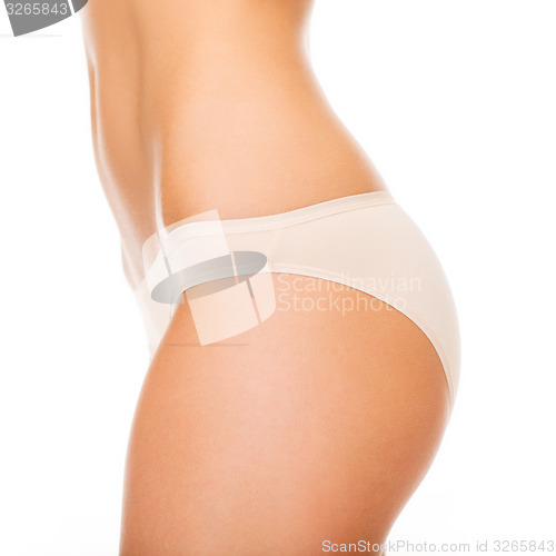 Image of woman in cotton underwear showing slimming concept