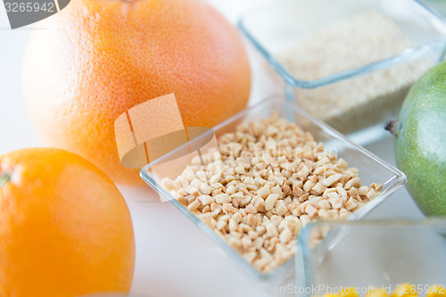 Image of close up of food ingredients on table