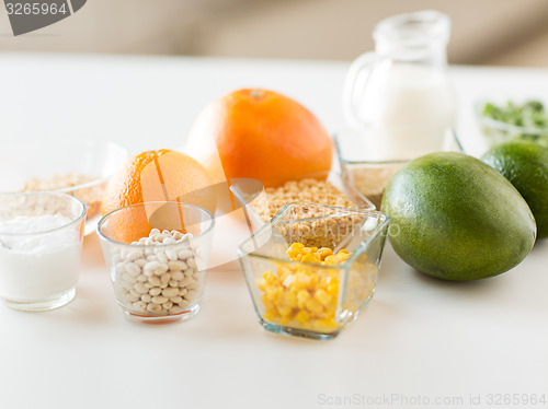 Image of close up of food ingredients on table