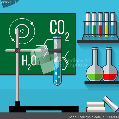 Image of Science classoom. Education concept. Flat style. 