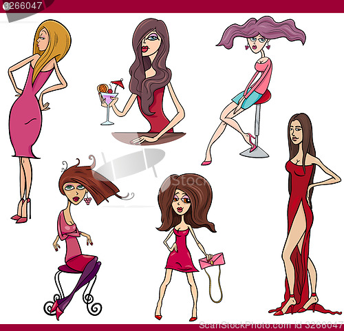 Image of pretty women set cartoon illustration