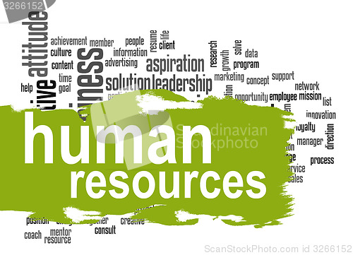 Image of Human resources word cloud with green banner