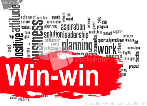 Image of Win-win word cloud with red banner