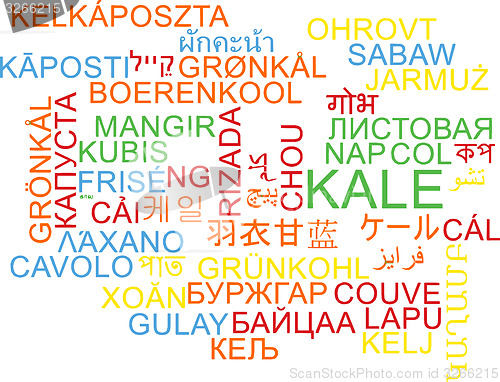 Image of Kale multilanguage wordcloud background concept