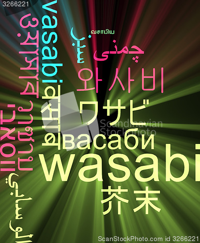 Image of Wasabi multilanguage wordcloud background concept glowing