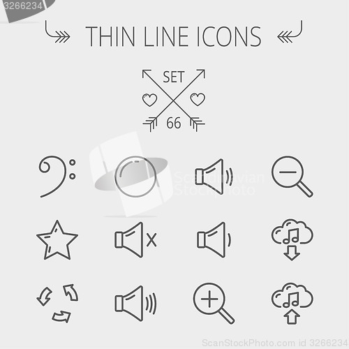 Image of Music and entertainment thin line icon set