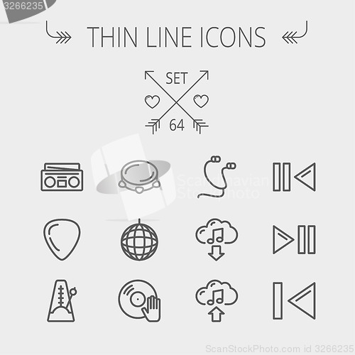 Image of Music and entertainment thin line icon set