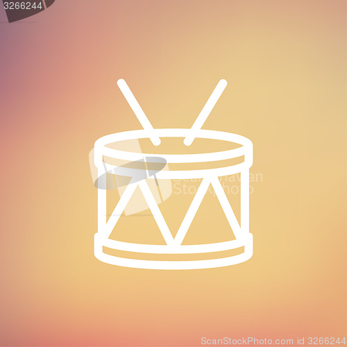 Image of Drum with stick thin line icon