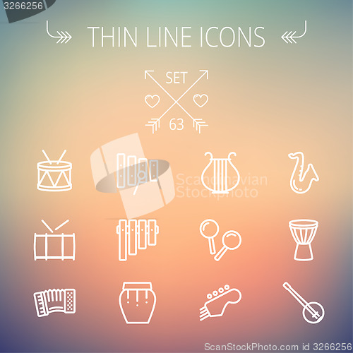 Image of Music and entertainment thin line icon set