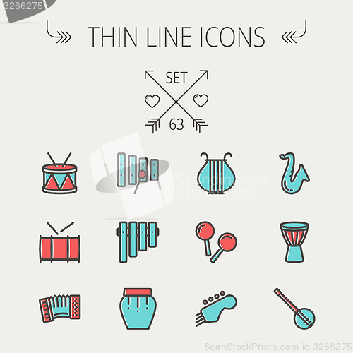 Image of Music and entertainment thin line icon set