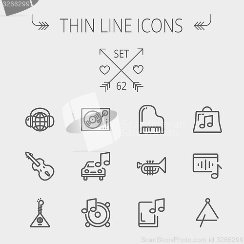 Image of Music and entertainment thin line icon set