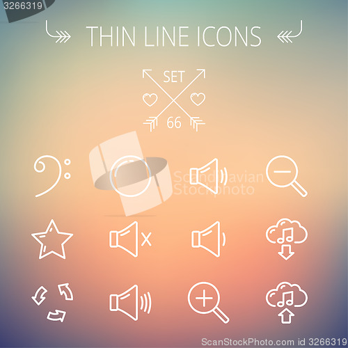 Image of Music and entertainment thin line icon set