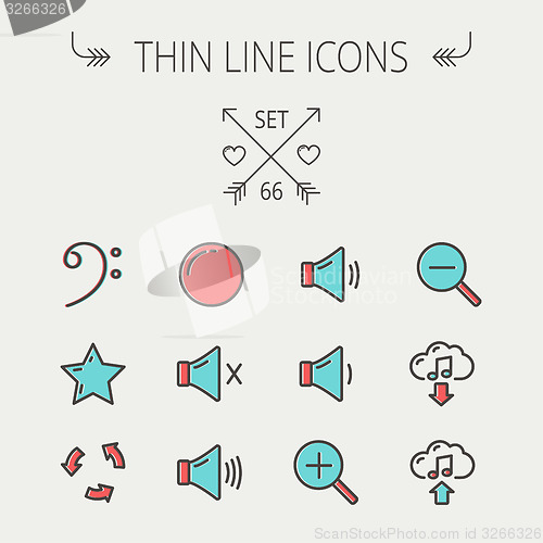 Image of Music and entertainment thin line icon set