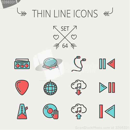 Image of Music and entertainment thin line icon set