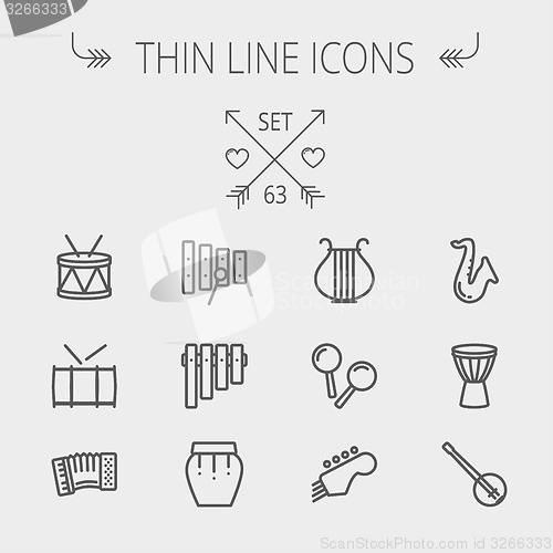 Image of Music and entertainment thin line icon set