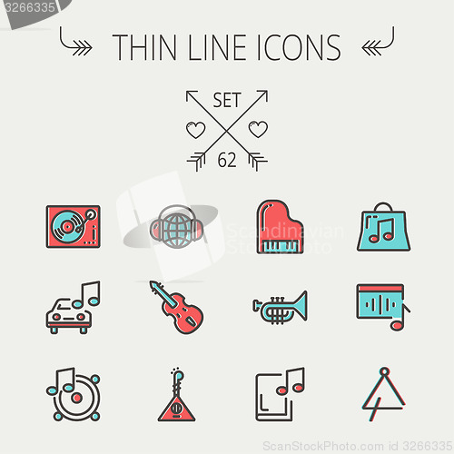 Image of Music and entertainment thin line icon set