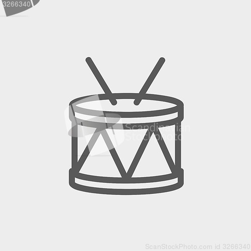 Image of Drum with stick thin line icon