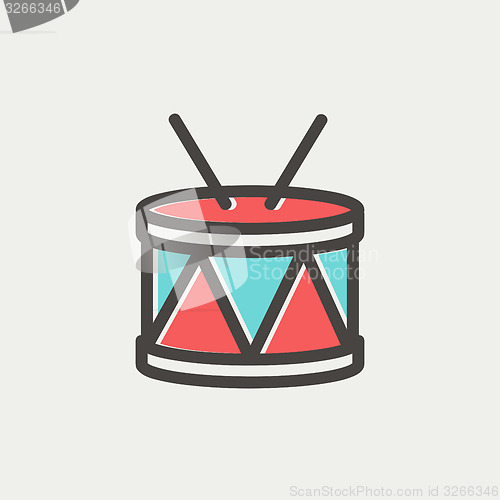 Image of Drum with stick thin line icon