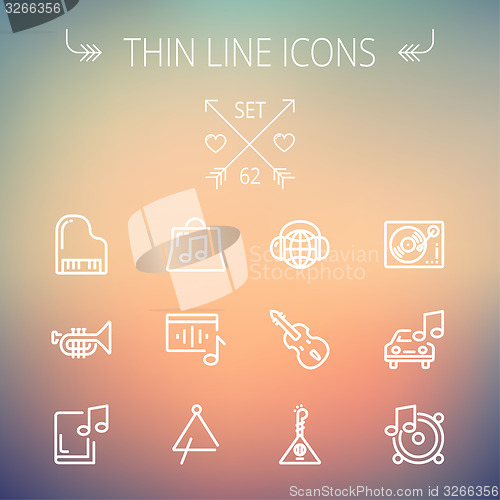 Image of Music and entertainment thin line icon set