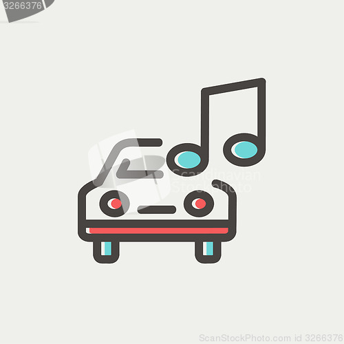 Image of Car with music thin line icon