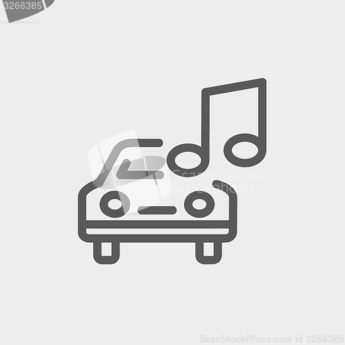 Image of Car with music thin line icon