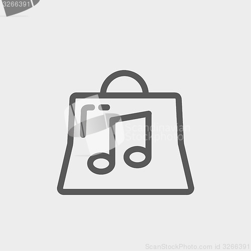 Image of Shopping bag with musical note thin line icon