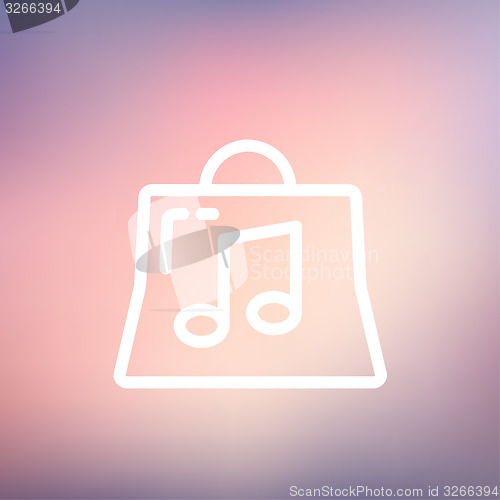 Image of Shopping bag with musical note thin line icon