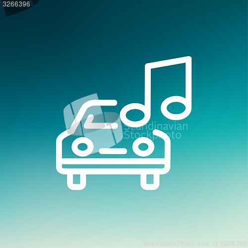 Image of Car with music thin line icon