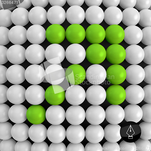 Image of Arrow. Abstract technology background with balls. 