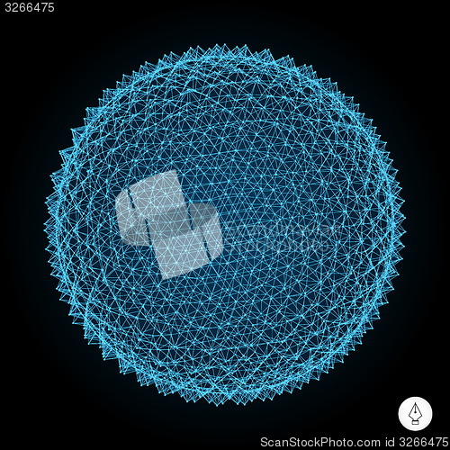 Image of 3d sphere with prickles. Abstract geometric object. 