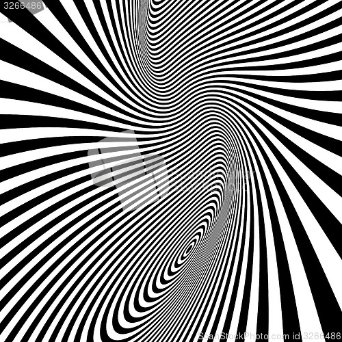 Image of Pattern with optical illusion. Black and white background. 