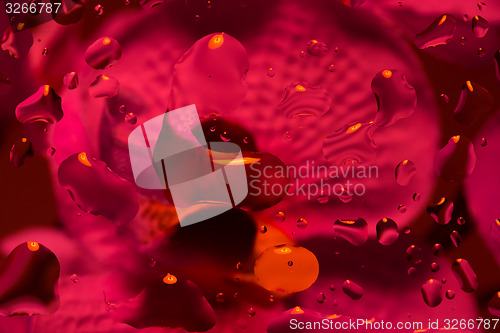 Image of red abstract background with water drops