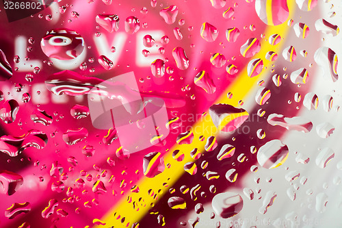 Image of color abstract love background with water drops