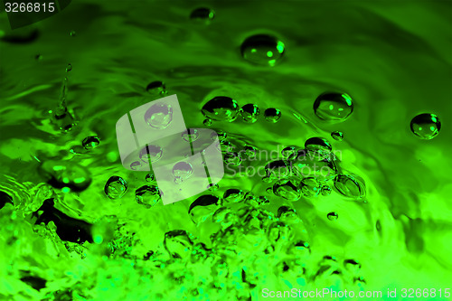 Image of green abstract background with water drops